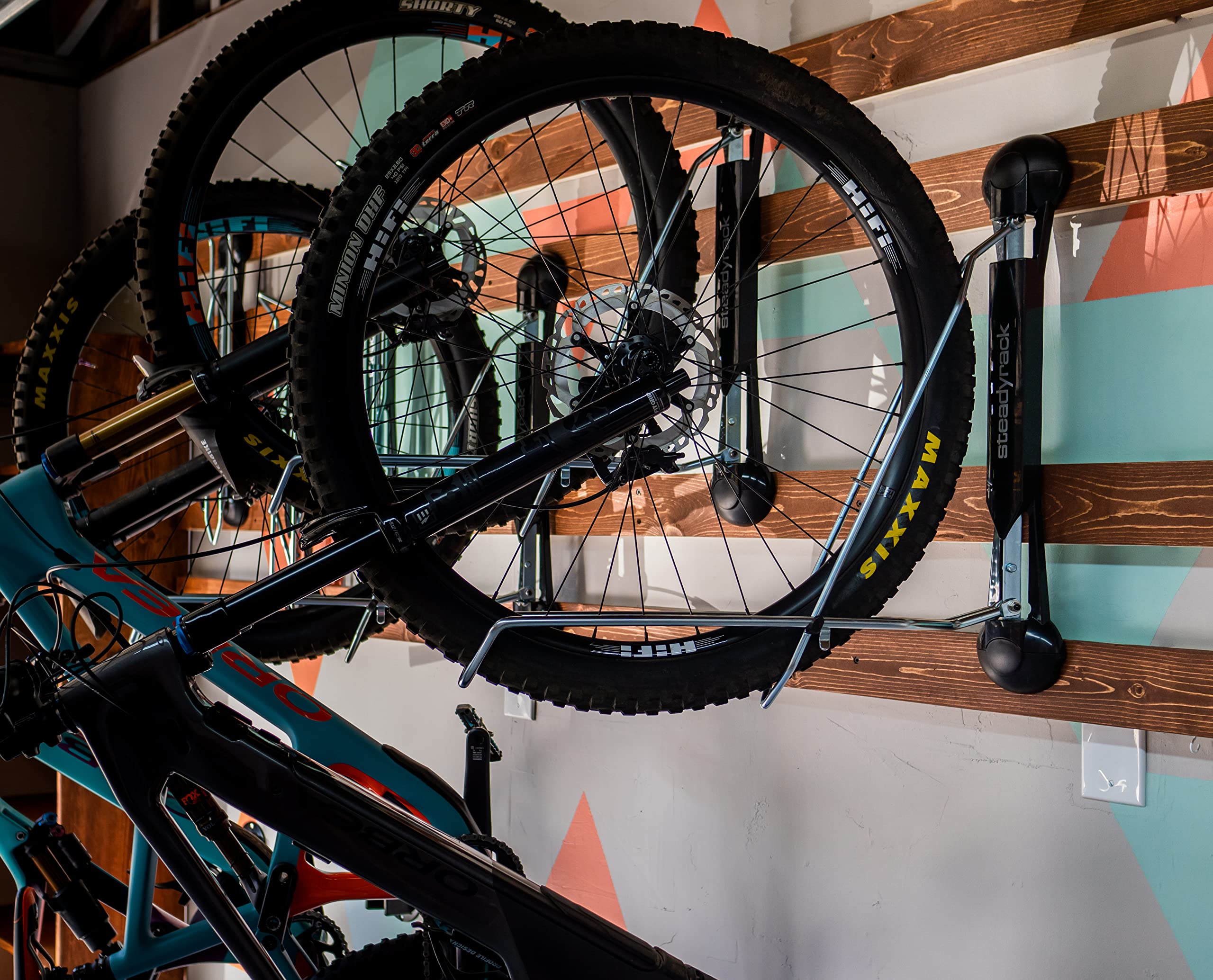 Steadyrack Bike Racks - Mountain Bike Rack - Wall Mounted Bike Rack Storage Solution for Your Home, Garage, or Bike Park