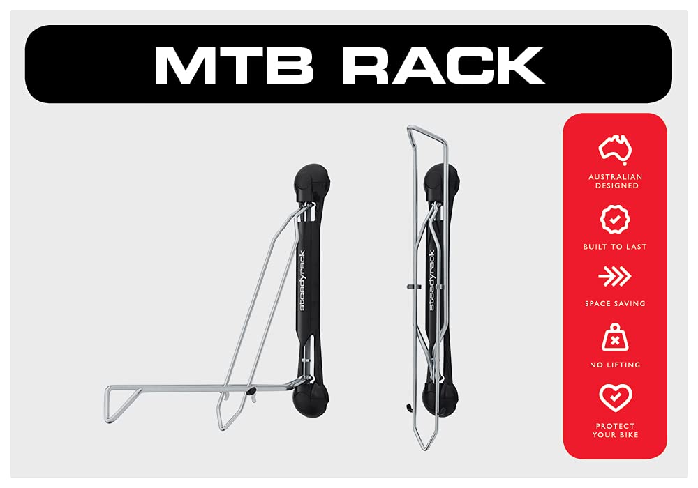 Steadyrack Bike Racks - Mountain Bike Rack - Wall Mounted Bike Rack Storage Solution for Your Home, Garage, or Bike Park