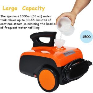 COSTWAY Multipurpose Steam Cleaner with 19 Accessories, Heavy Duty Household Steamer Chemical-Free Cleaning, 1.5L Dual-Tank Rolling Cleaning Machine for Carpet, Floor, Window and Car, Orange+Black