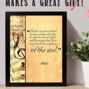 Music Finds Its Way - Plato Inspirational Quotes Music Decor Wall Art, This Wall Decor Music Poster Print is Great For Music Room, Office Decvor, And Man Cave Room Decor Aesthetic, Unframed - 8x10