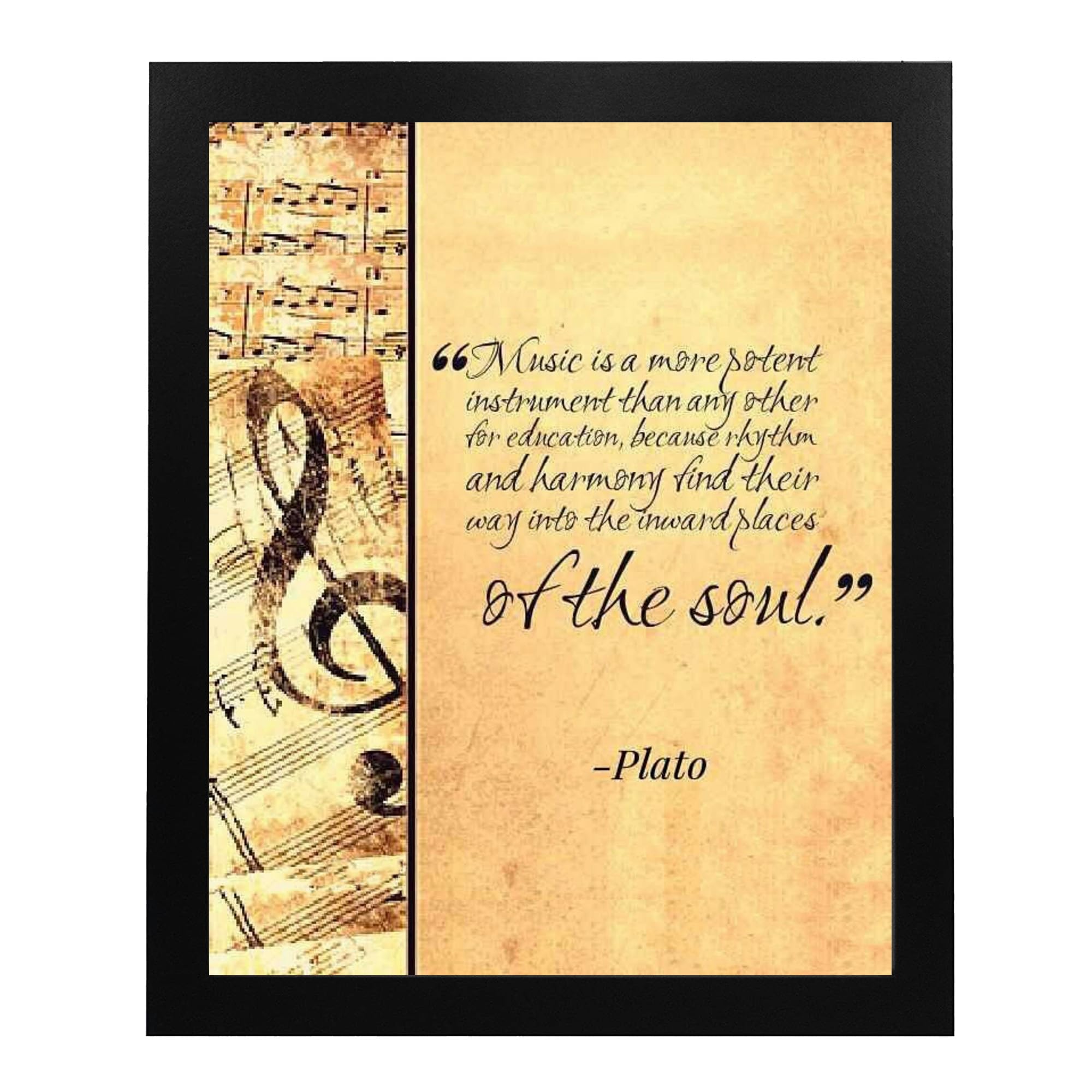 Music Finds Its Way - Plato Inspirational Quotes Music Decor Wall Art, This Wall Decor Music Poster Print is Great For Music Room, Office Decvor, And Man Cave Room Decor Aesthetic, Unframed - 8x10