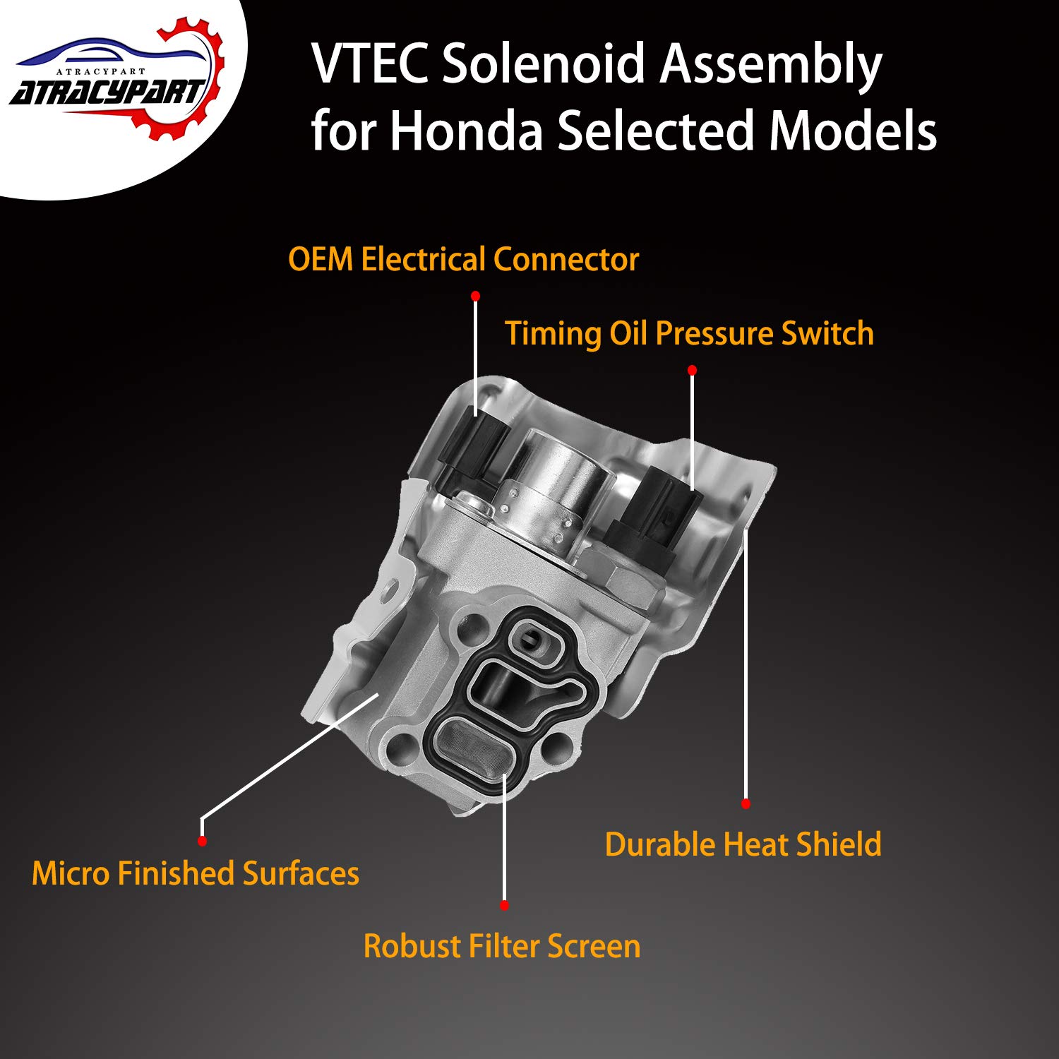 Spool Valve Assembly VTEC Solenoid with Timing Oil Pressure Switch and Gasket | for Honda Accord CRV CR-V Civic Si Element Acura RSX | Replace# 15810-RAA-A03 15810-PNE-G01 15810-PPA-A01 15810-RAA-A01