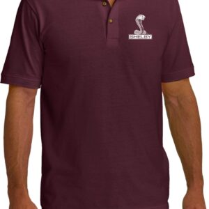 Ford Shelby Cobra Pocket Print Pique Polo, Athletic Maroon Medium