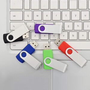 USB 3.0 Flash Drive KOOTION 10 Pack 32gb Flash Drive USB Thumb Drive 3.0 USB Drive 32gb USB Flash Drive Keychain Memory Stick Swivel Jump Drives, Color-Coded