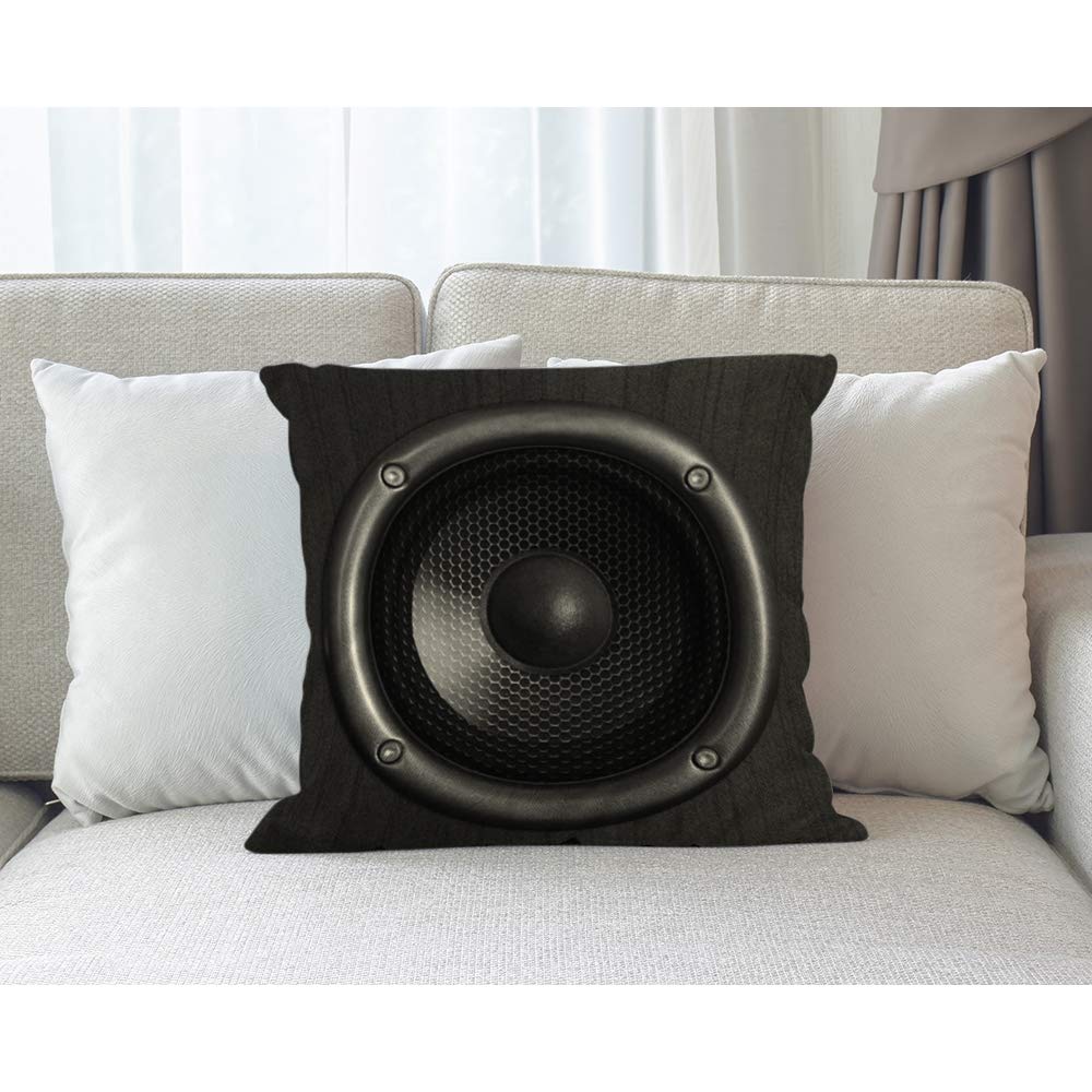 Moslion Throw Pillow Cover Speaker 18x18 Inch Music Sound Fashion Cool Young Black Square Pillow Case Cushion Cover for Home Car Decorative Cotton Linen