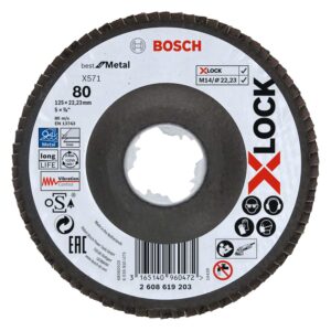 bosch professional 2608619203 angled flap disc best for metal x-lock, x571, diameter 125 mm, grain k80