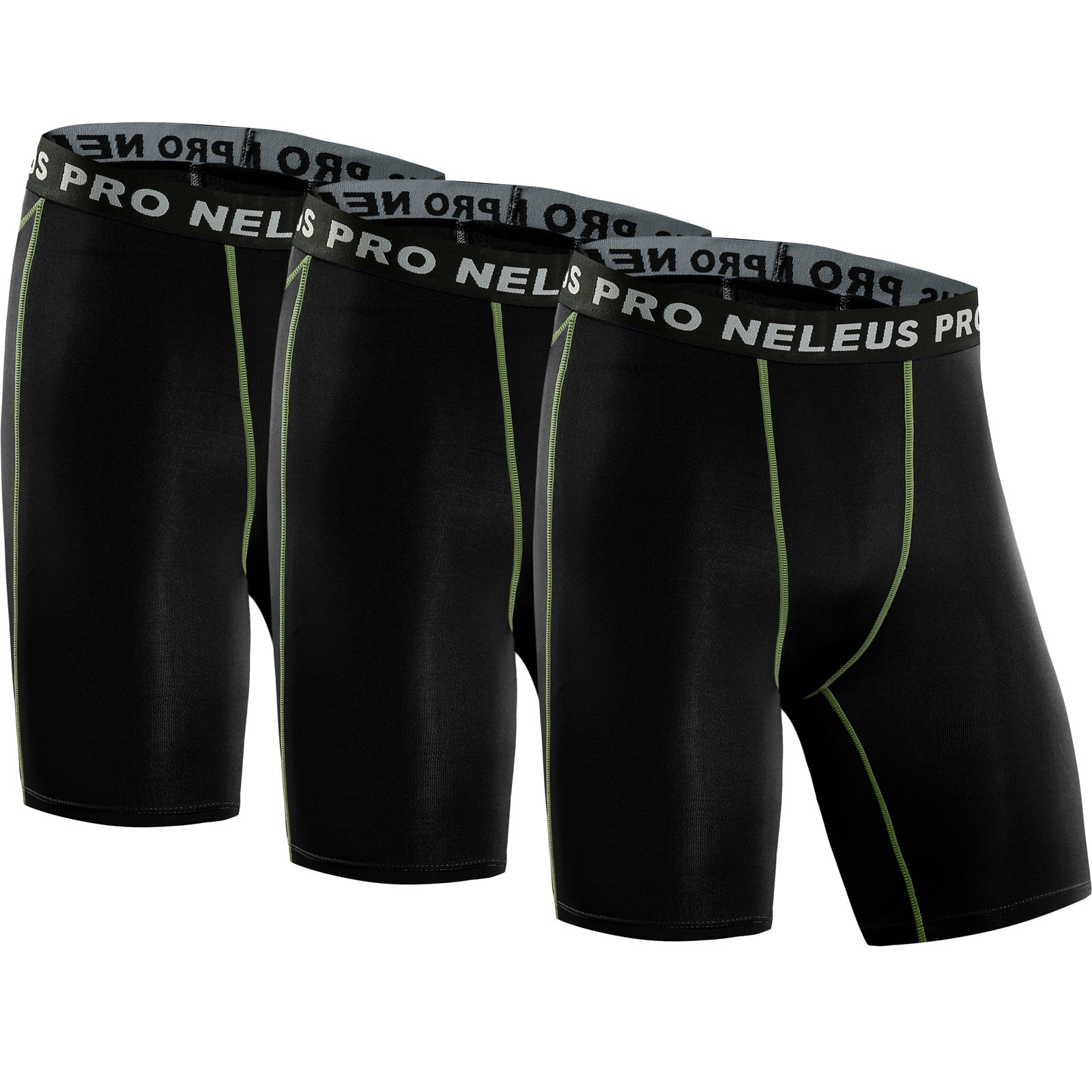 NELEUS Men's 3 Pack Compression Short,047,Black,US XL,EU 2XL