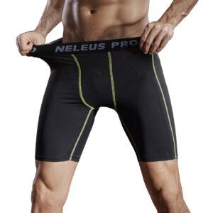 NELEUS Men's 3 Pack Compression Short,047,Black,US XL,EU 2XL