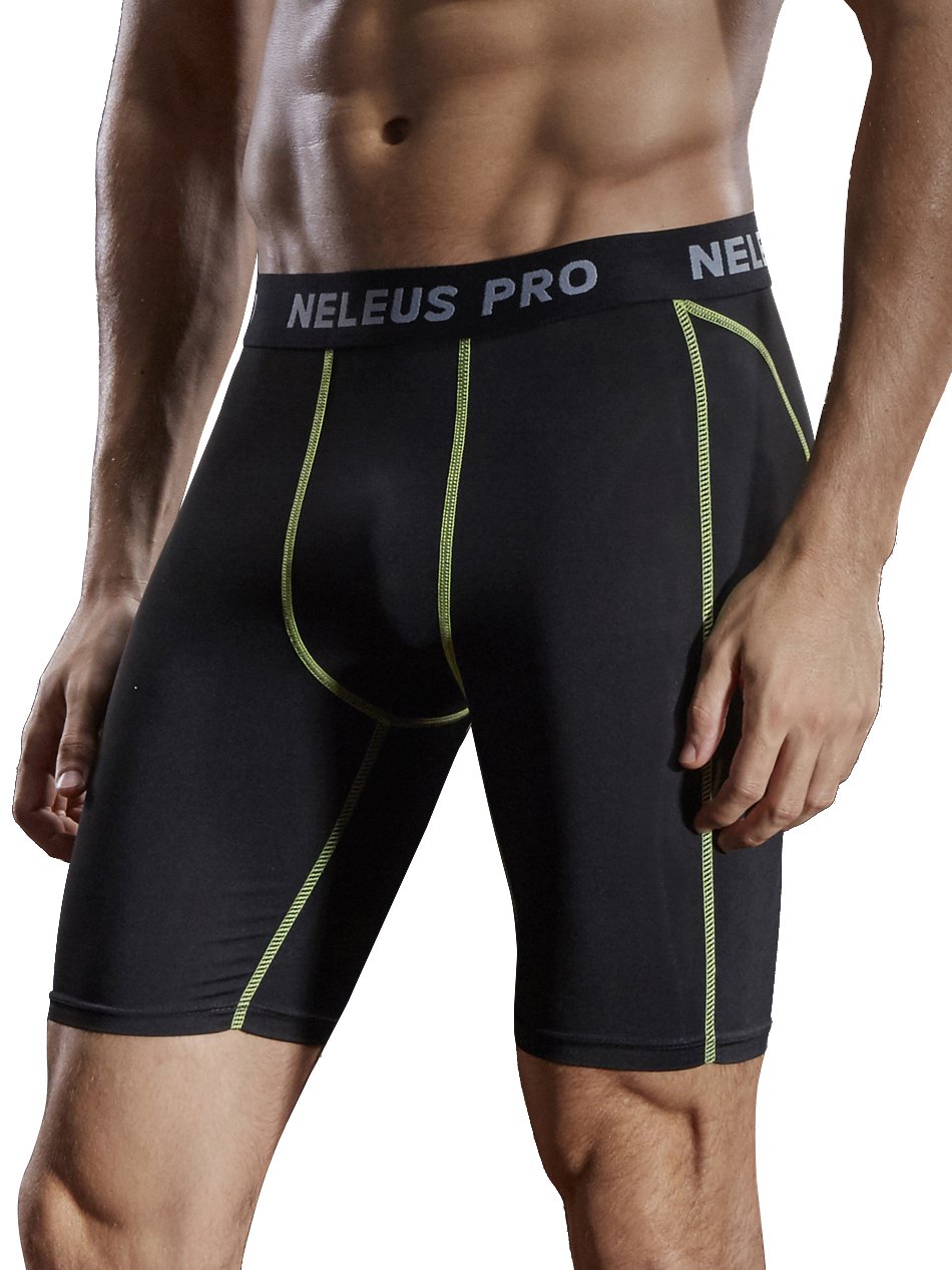 NELEUS Men's 3 Pack Compression Short,047,Black,US XL,EU 2XL