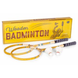 Vintage Wooden Badminton Set - Retro Wood Racquets and Badminton Birdies - Backyard Games for Family - 2 Rackets with Premium Shuttlecocks Included - Yard Games, Sports Gear, and Outdoor Games