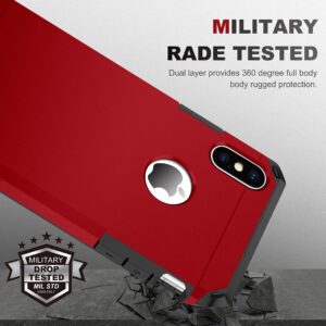 ImpactStrong Compatible with iPhone X Case/iPhone Xs Case, Heavy Duty Dual Layer Protection Cover Heavy Duty Case Designed for iPhone X/Xs 5.8 inch (2018) - Red