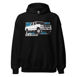 aggressive thread obs truck hoodie mens pullover hooded sweatshirt with crew cab f250 f350 black