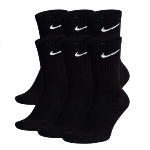 nike dri-fit everyday plus cotton cushioned crew socks black/white sx6888-010 (medium)