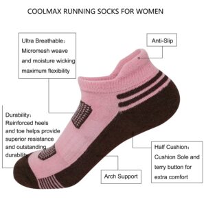 AIRSTROLL Coolmax Athletic Running Ankle Socks for Womens Colorful Low Cut Socks 4 Pack(Multicolor,4Pairs)