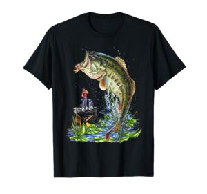 fishing graphic t-shirt large mouth bass fish t-shirt