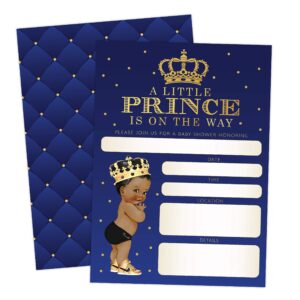 little prince baby shower invitation, african american boy baby, 20 invitations with envelopes