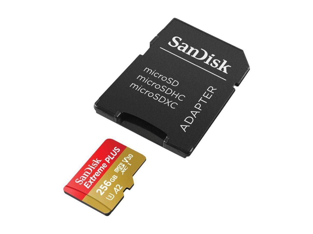 SanDisk Extreme Plus 256GB microSDXC Card with Adapter UHS-I, U3, A2, V30 - SDSQXBZ-256G-ANCMA