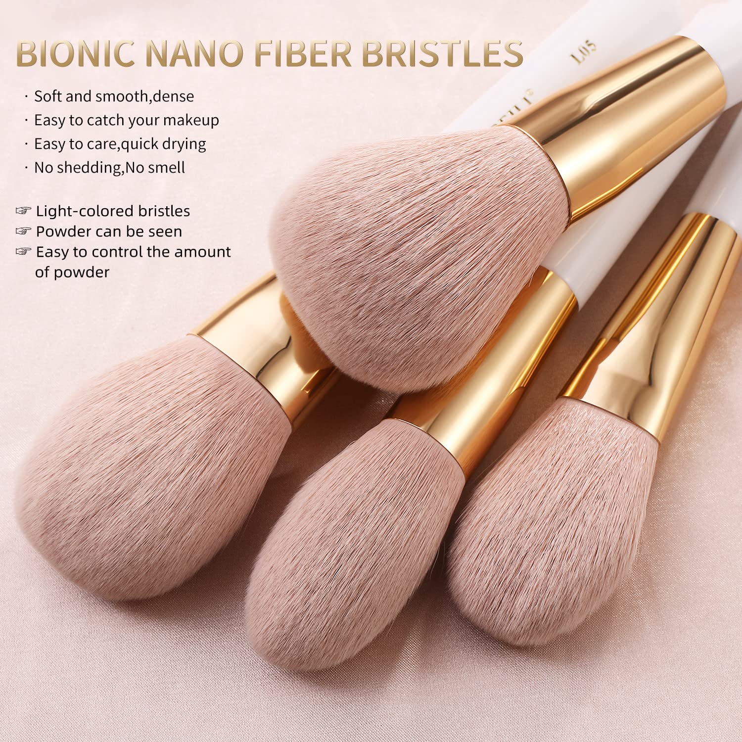 BEILI Makeup Brushes Set 30Pcs Professional Makeup Brush Premium Pink Vegan Synthetic Kabuki Foundation Blending Brush Face Powder Blush Concealers Eye Shadows Make Up Brush Set (White/Rose Golden)