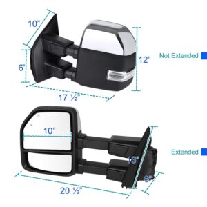 Spec-D Tuning Power Heated Temp Sensor+LED Signal Tow Mirrors Compatible with 2017-2019 Ford F250 Super Duty