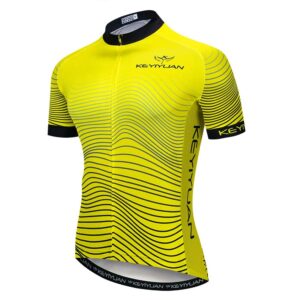 Uriah Men's Cycling Jersey Short Sleeve Reflective with Rear Pockets Ripple Yellow Size L