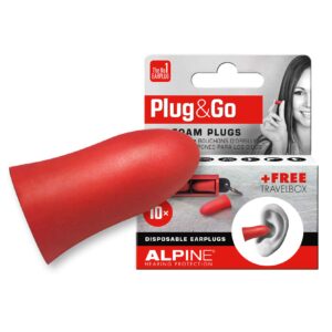 Alpine Plug&Go Disposable Foam Ear Plugs – Sleeping/Study/Work earplugs - Reduce Snoring and Improve Sleep - Free Key case - Anti-Irritation Coating and Universal fit