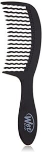 wet brush detangling comb, black - wide tooth hair detangler with wavetooth design that gently and glides through tangles - brush throough conditioner and hair masks - gentle on scalp and pain-free