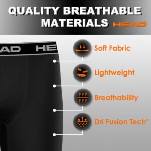 HEAD Mens Boxer Briefs -Performance or Cotton Stretch 12-Pack Tagless Medium