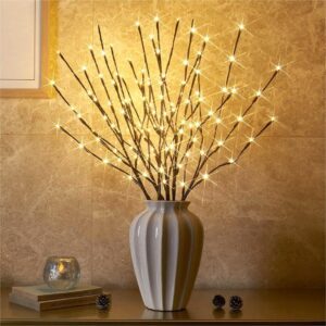 eambrite 6pk lighted branches brown twig stake with 120led warm white lights, 30" pathway light for outdoor and indoor use(vase excluded)