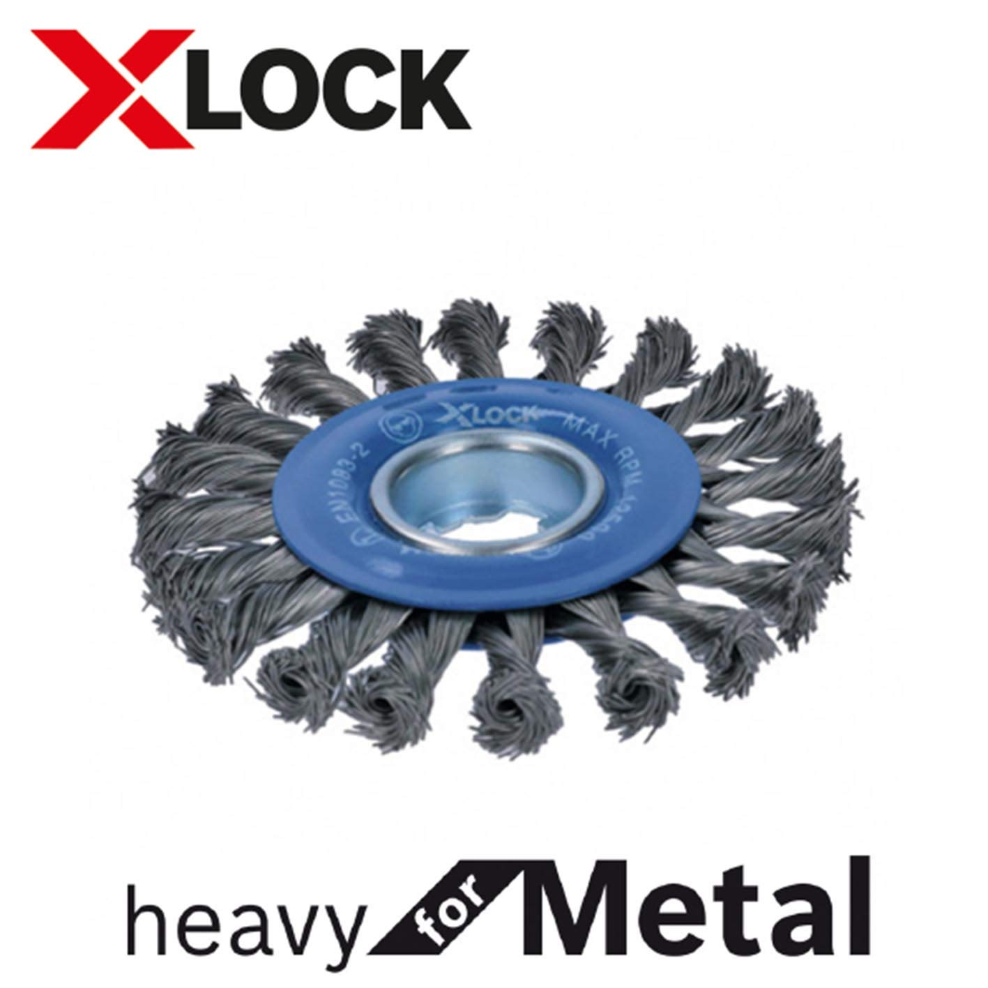 Bosch X-LOCK 2608620731 Wire Brush, 4.5 inches (115 mm) Diameter, Beveled Shape, Iron 0.02 inches (0.5 mm) Twist, 1 Piece