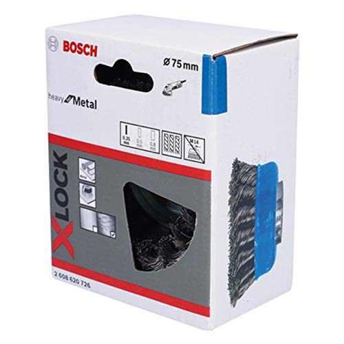 Bosch Professional 2608620726 Knotted Cup Brush Heavy (for Metal, X-Lock, Diameter 75 mm, Wire Thickness 0.35 mm, for Diameter 125 mm)