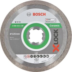 bosch professional 2608615138 standard diamond cutting disc for ceramic x-lock, diameter 125 mm, bore diameter 22.23 mm