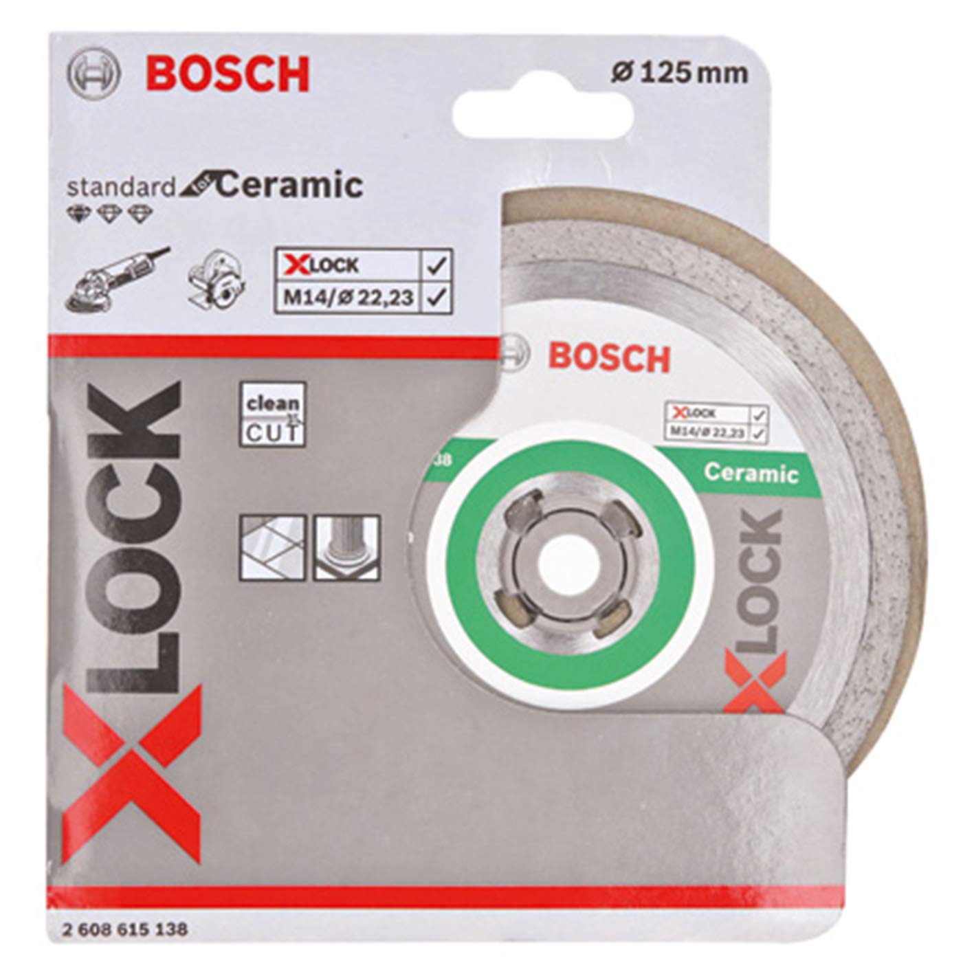 Bosch Professional 2608615138 Standard Diamond Cutting Disc for Ceramic X-Lock, Diameter 125 mm, Bore Diameter 22.23 mm