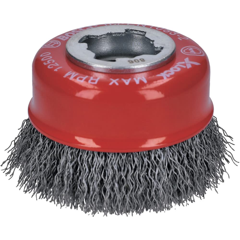 Bosch X-LOCK 2608620725 Cup Wire Brush (Cup Shape, 3.0 inches (75 mm) Diameter, Iron 0.01 inch (0.3 mm) Straight, 1 Piece)