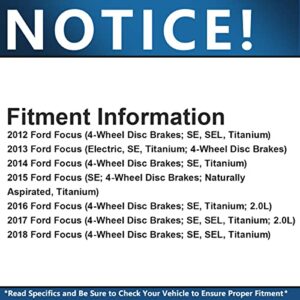 Detroit Axle - Brake Kit for 12-18 Ford Focus 2012 2013 2014 2015 2016 2017 2018 Disc Brake Rotors Ceramic Brakes Pads Replacement : 10.94'' inch Front & 10.67'' inch Rear Rotors