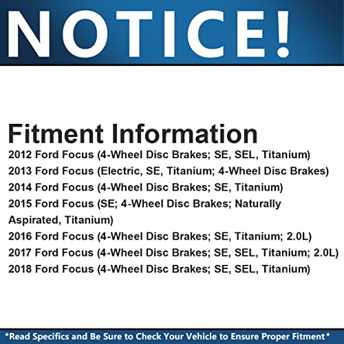 Detroit Axle - Brake Kit for 12-18 Ford Focus 2012 2013 2014 2015 2016 2017 2018 Disc Brake Rotors Ceramic Brakes Pads Replacement : 10.94'' inch Front & 10.67'' inch Rear Rotors