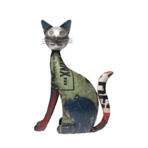 de kulture handcrafted recycled iron big cat decorative collectible figurine showpiece beautify home office easter décor| ideal for garden balcony terrace decoration, 9.5x3.5x14 lwh inches