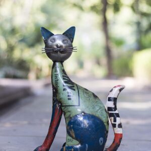 De Kulture Handcrafted Recycled Iron Big Cat Decorative Collectible Figurine Showpiece Beautify Home Office Easter Décor| Ideal for Garden Balcony Terrace Decoration, 9.5X3.5X14 LWH Inches