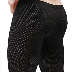 MIZOK Mens Tight Yoga Mesh Training Shorts Bodybuilding Gym Workout Shorts(Black,US S/Tag M)