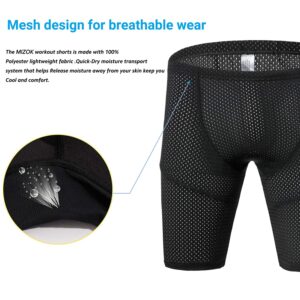 MIZOK Mens Tight Yoga Mesh Training Shorts Bodybuilding Gym Workout Shorts(Black,US S/Tag M)