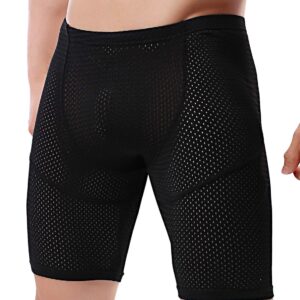 MIZOK Mens Tight Yoga Mesh Training Shorts Bodybuilding Gym Workout Shorts(Black,US S/Tag M)