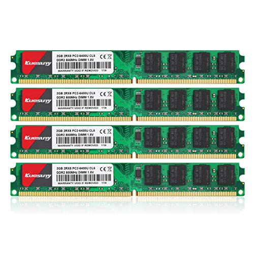 8GB Kit (2GBX4) DDR2 800 Udimm RAM, Kuesuny PC2-6400/PC2-6400U 1.8V CL6 240 Pin Non-ECC Unbuffered Desktop Memory Modules