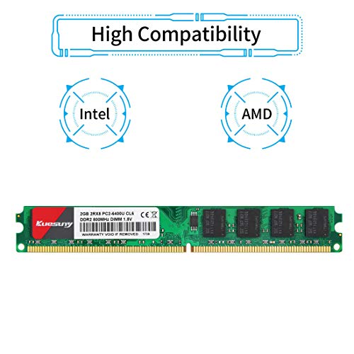 8GB Kit (2GBX4) DDR2 800 Udimm RAM, Kuesuny PC2-6400/PC2-6400U 1.8V CL6 240 Pin Non-ECC Unbuffered Desktop Memory Modules