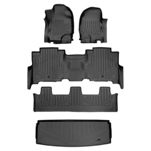 SMARTLINER Floor Mats - Cargo Liner Behind 3rd Row Set Black Compatible with 18-21 Expedition/Navigator 2nd Row Bench Seat (no Max or L)