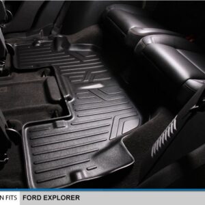 SMARTLINER Custom Fit Floor Mats 3 Row Liner Set Black for 2015-2016 Ford Explorer Without 2nd Row Center Console