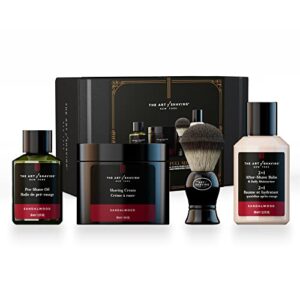 The Art of Shaving Sandalwood Shaving Kit for Men - The Perfect Gift for The Perfect Shave with Shaving Cream, Shaving Brush, After Shave Balm, & Pre Shave Oil,4 Piece (Pack of 1)