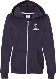 ford shelby cobra pocket print ladies full zip hoodie, navy xl