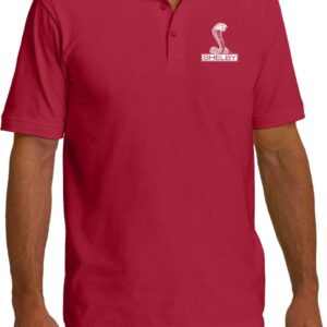 Ford Shelby Cobra Pocket Print Pique Polo, Red Large