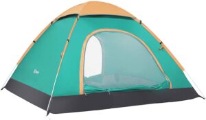 ubon 3 person durable instant tent ventilation pop up indoor tent portable outdoor tent - forest green