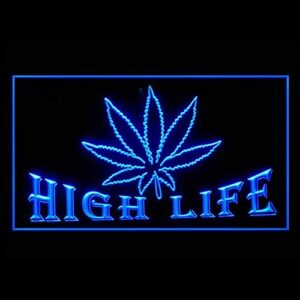 tigerneon 220001 marijuana hemp leaf high life fabulous display led light sign