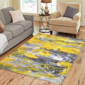 pinbeam area rug knife grey and yellow abstract painting modern home decor floor rug 3' x 5' carpet